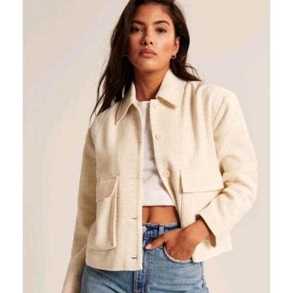 Abercrombie & Fitch Coat Tweed Shirt Jacket Blazer Oversized Size XXL - Picture 1 of 7